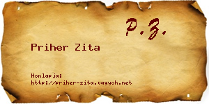 Priher Zita névjegykártya